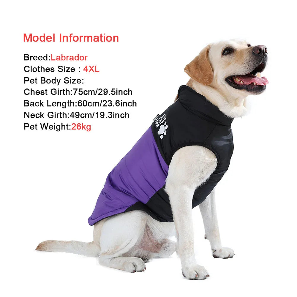 Winter Big Dog Jacket Coat Windproof Clothes For Medium Large Dogs Labrador Vest Outfits Cozy Warm Golden Retriever Pet Apparel